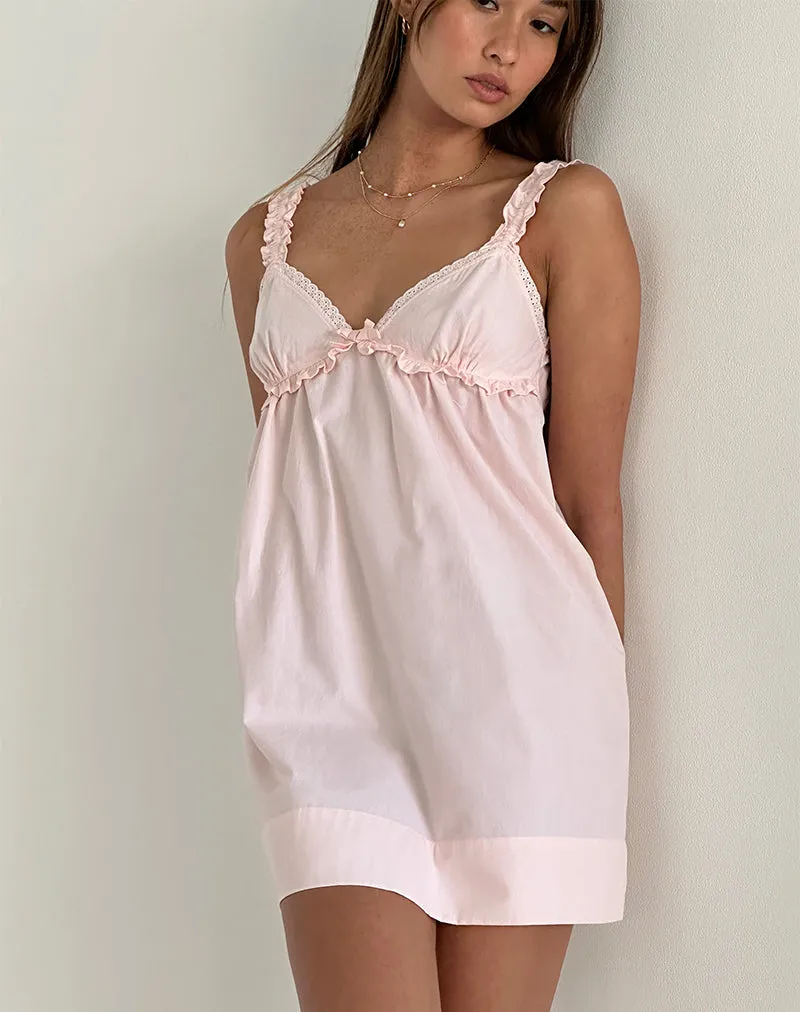 Mini Melda Tea Dress in Light Pink Poplin Fabric