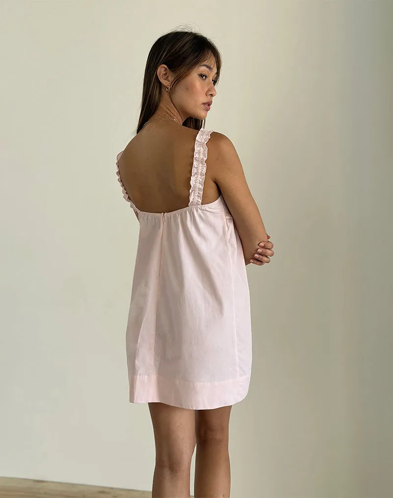Mini Melda Tea Dress in Light Pink Poplin Fabric