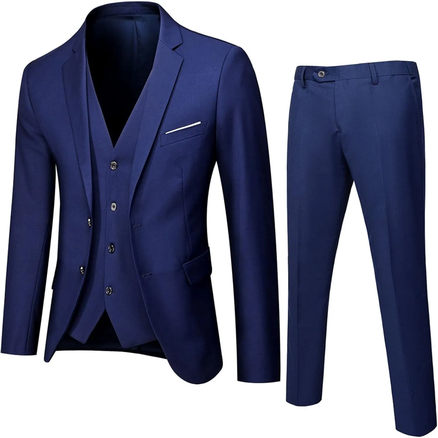 Men's 2 Piece Set for Men Slim Fit Suit Set Button Blazer Solid Jacket Vest Pants Wedding Business Suits for Men