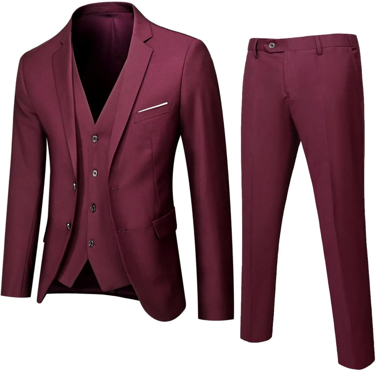 Men's 2 Piece Set for Men Slim Fit Suit Set Button Blazer Solid Jacket Vest Pants Wedding Business Suits for Men