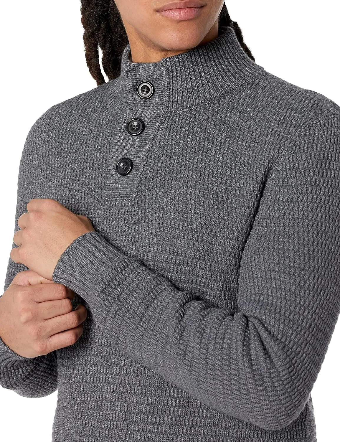 Men's 3D Textured Mock-Neck Sweater