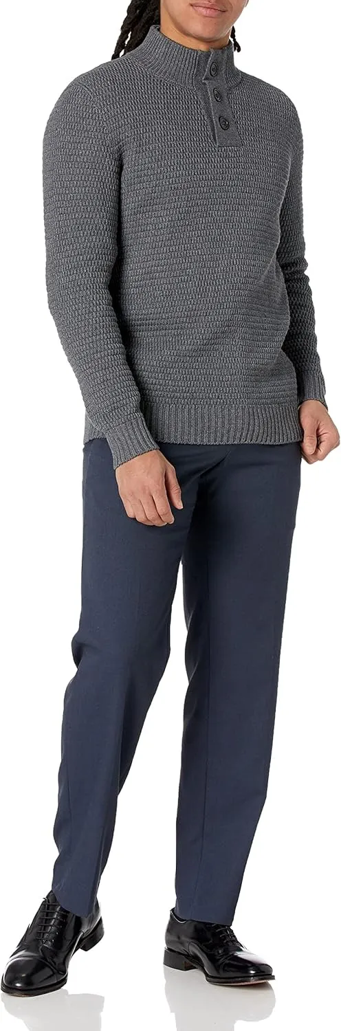 Men's 3D Textured Mock-Neck Sweater