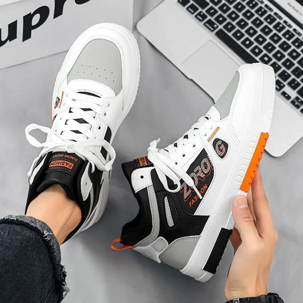 Men's Casual PU High Top Lace Up Skateboarding Shoes Sports Sneakers