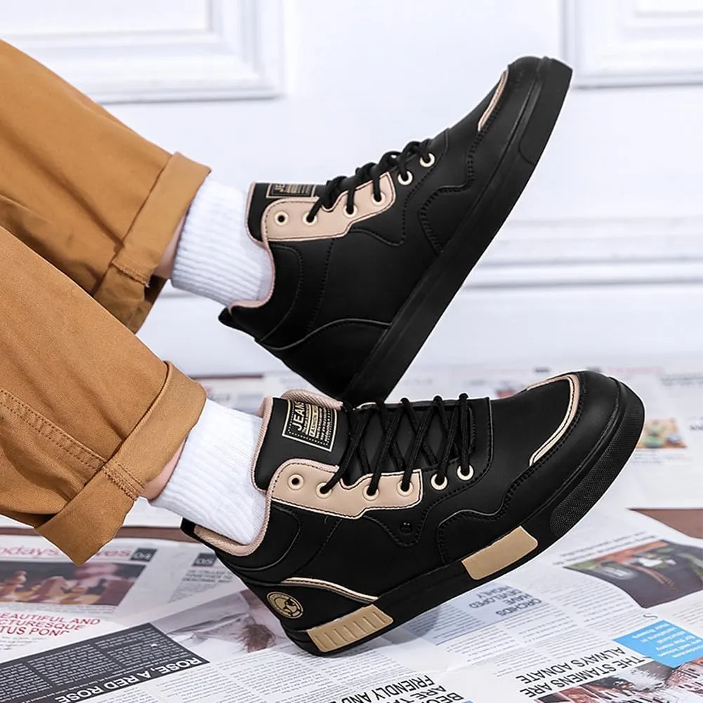 Men's Casual PU High Top Lace Up Skateboarding Shoes Sports Sneakers