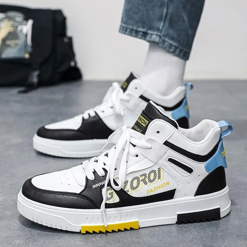 Men's Casual PU High Top Lace Up Skateboarding Shoes Sports Sneakers
