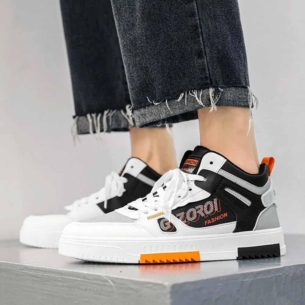 Men's Casual PU High Top Lace Up Skateboarding Shoes Sports Sneakers