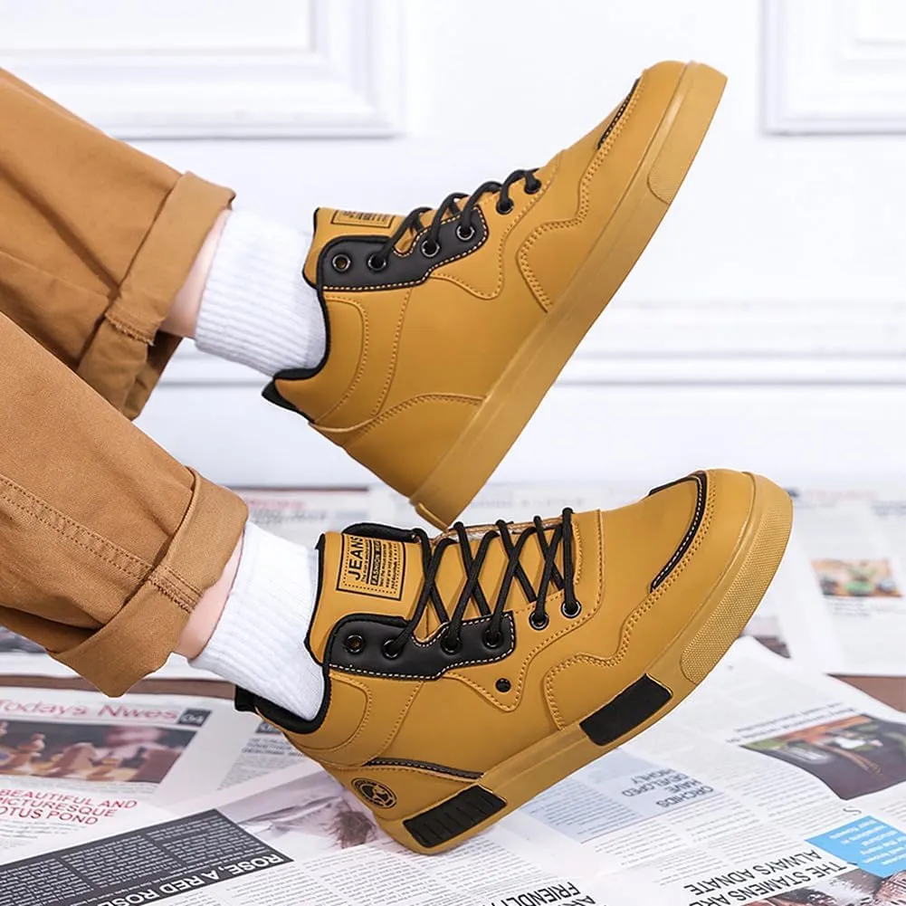 Men's Casual PU High Top Lace Up Skateboarding Shoes Sports Sneakers
