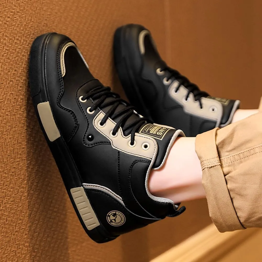 Men's Casual PU High Top Lace Up Skateboarding Shoes Sports Sneakers
