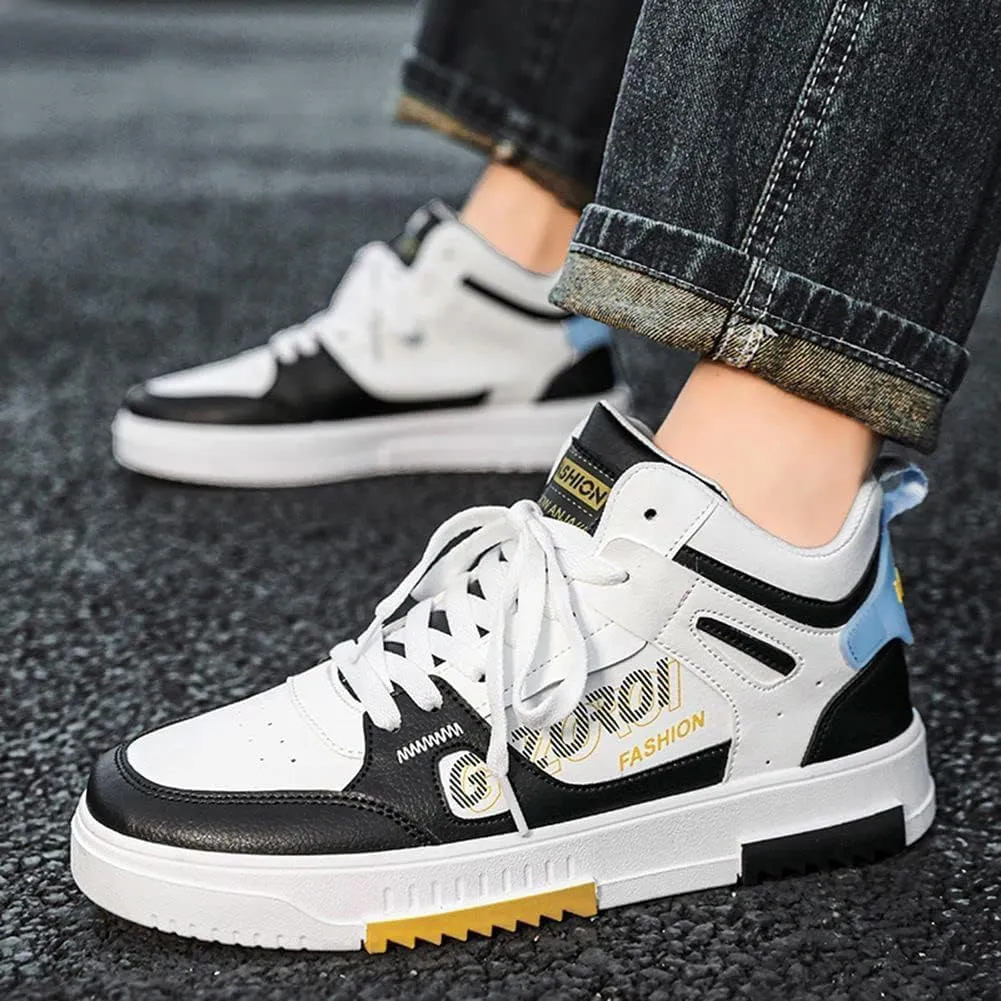 Men's Casual PU High Top Lace Up Skateboarding Shoes Sports Sneakers