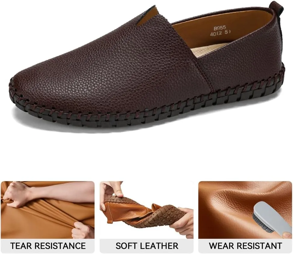 Men's Driving Loafers Leather Casual Slip On Shoes