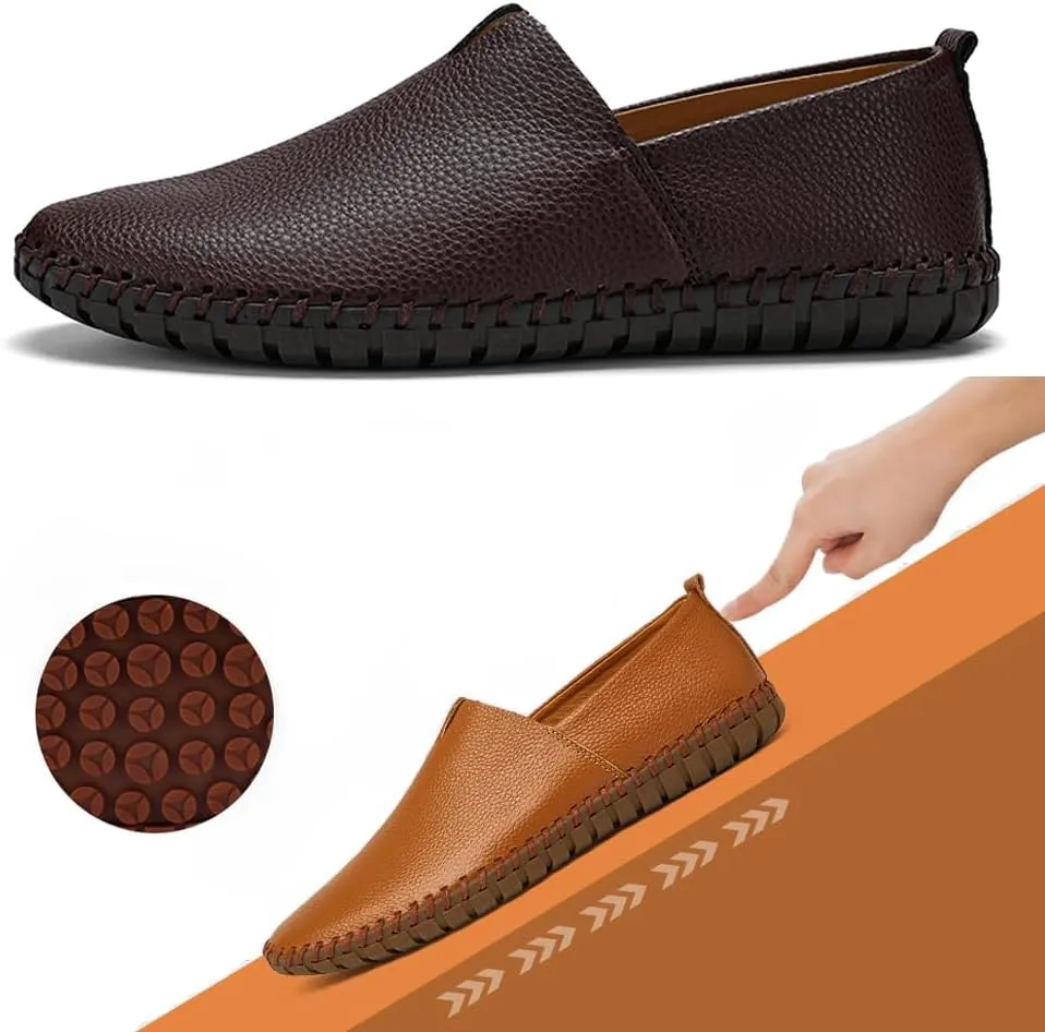 Men's Driving Loafers Leather Casual Slip On Shoes