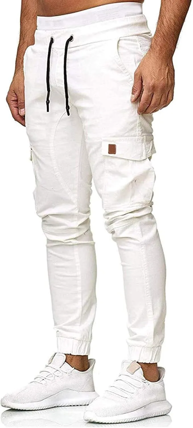 Men's Quick-Dry Hiking Pants Slim Fit Stretch Jogger Elastic Waist Travel Extreme Comfort Trousers with Flap Pockets