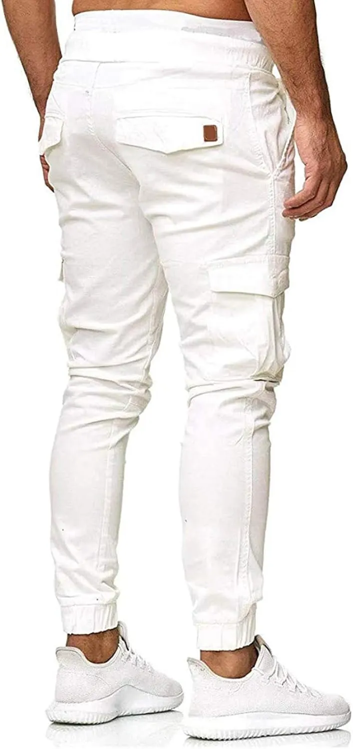 Men's Quick-Dry Hiking Pants Slim Fit Stretch Jogger Elastic Waist Travel Extreme Comfort Trousers with Flap Pockets