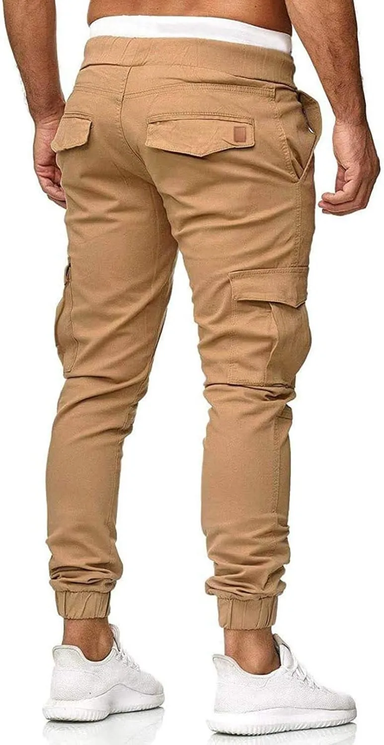 Men's Quick-Dry Hiking Pants Slim Fit Stretch Jogger Elastic Waist Travel Extreme Comfort Trousers with Flap Pockets