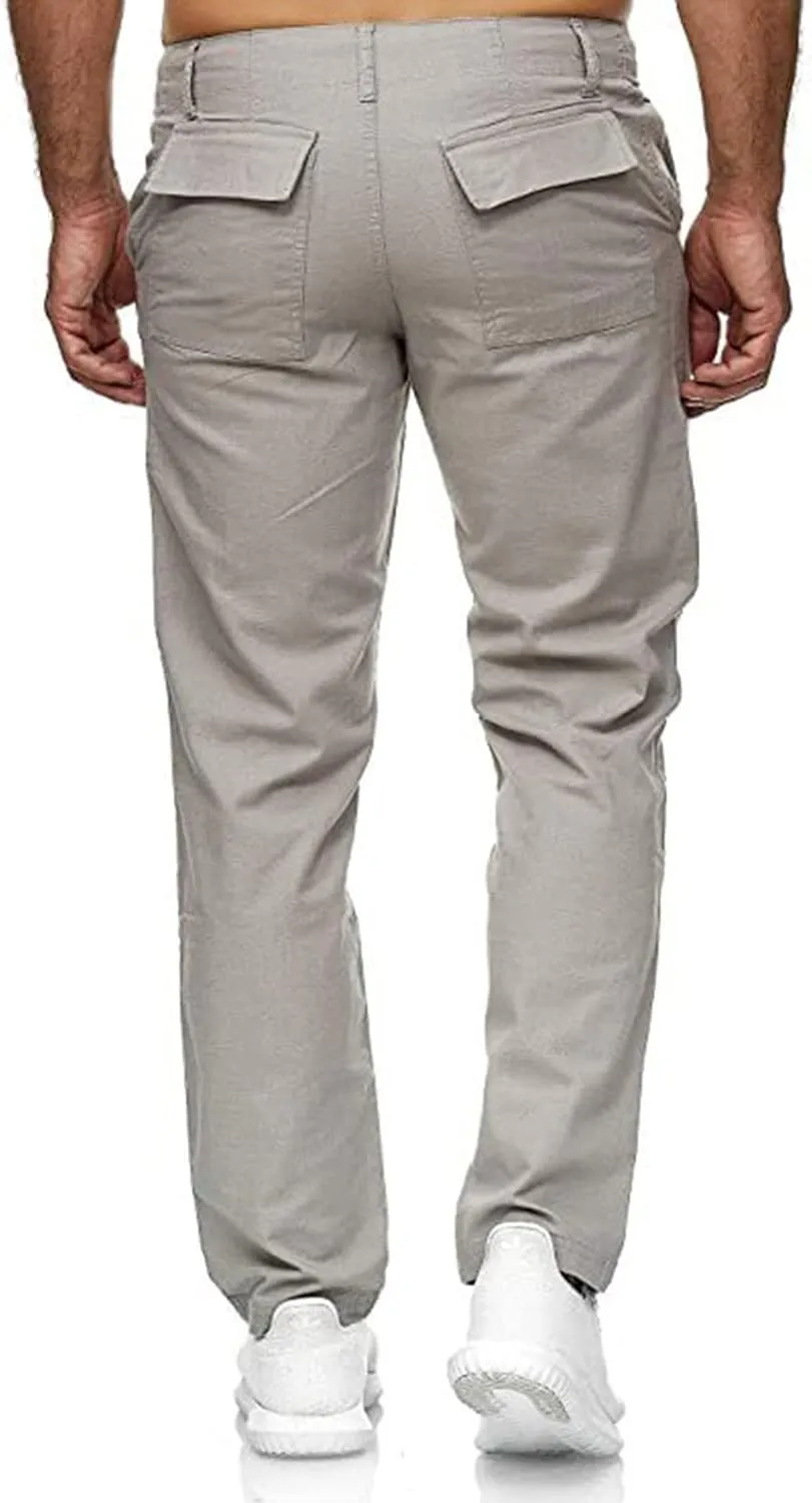 Men's Quick-Dry Hiking Pants Slim Fit Stretch Jogger Elastic Waist Travel Extreme Comfort Trousers with Flap Pockets
