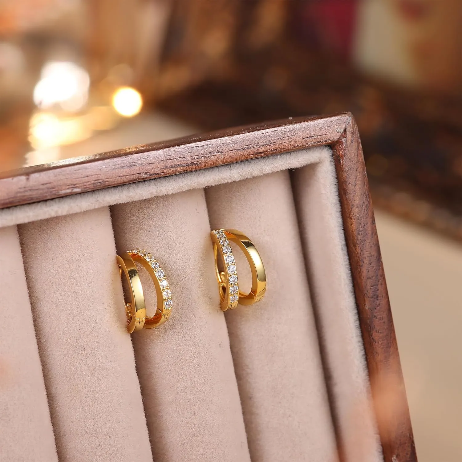 MILACOLATO Gold Hoop Earrings for Women 14K Gold Plated Small Huggie Earrings Hypoallergenic Sterling Silver Post Trendy Double Hoop Earrings for Women