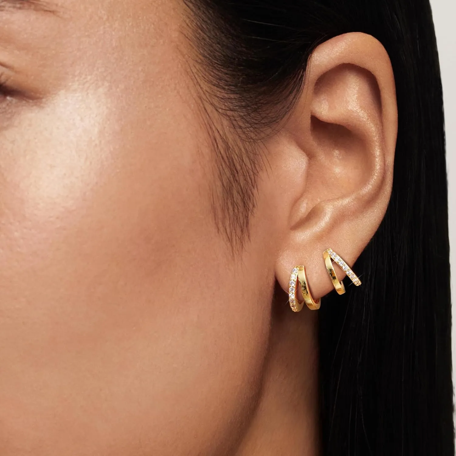MILACOLATO Gold Hoop Earrings for Women 14K Gold Plated Small Huggie Earrings Hypoallergenic Sterling Silver Post Trendy Double Hoop Earrings for Women