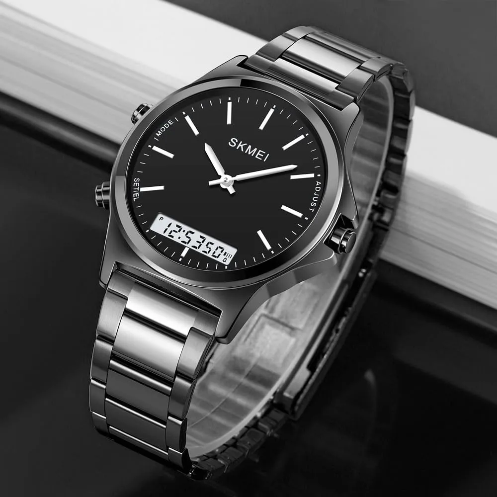 Minimalist Watch for Men LED Digital Watch Men Analog Ultra Thin Mens Waterproof Watches Stainless Steel Stopwatch Wrist Watch