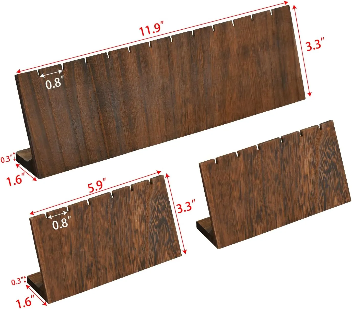 MOOCA Stunning 3-Piece Wooden Jewelry Display Stand Set - Versatile Earring and Pendant Organizer | Elegant Jewelry Stand, Rack, and Holder for Earrings | Holds up to 12 Pairs, Brown Color