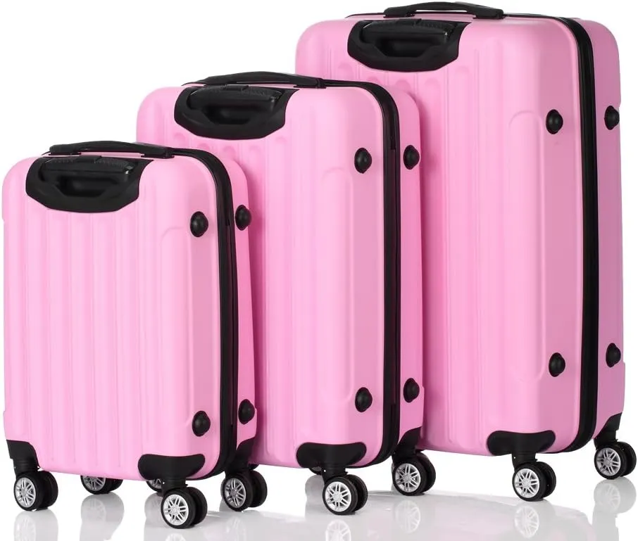 Multifunctional Large Capacity Traveling Storage Suitcase 20" / 24" / 28" Luggage Sets 28 in Suitcase ABS Hardshell Luggage 3 Piece Set with TSA Lock Spinner WheelsPink