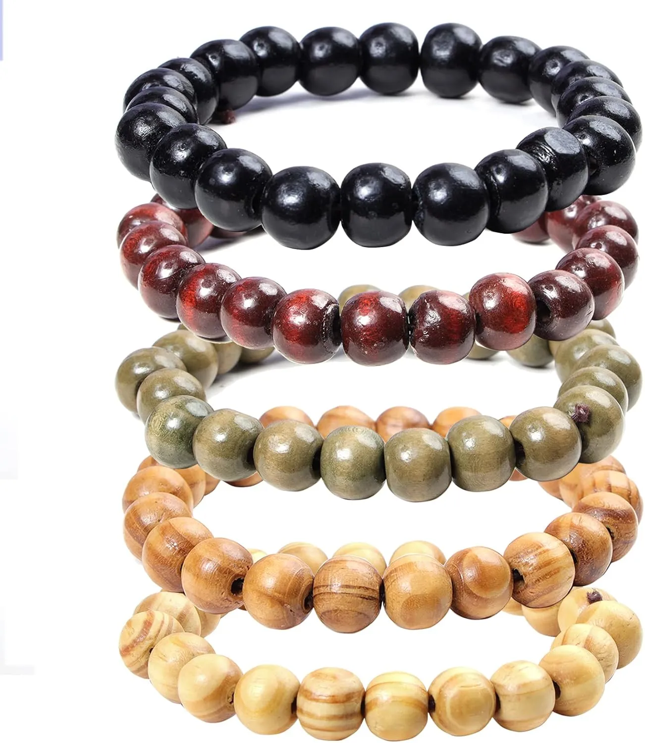 Natural Wooden Beads Bracelet for Men Women 8mm 10mm Prayer Bead Stretch Elastic Bracelets Set Essential Oil Diffuser Beaded Bangle