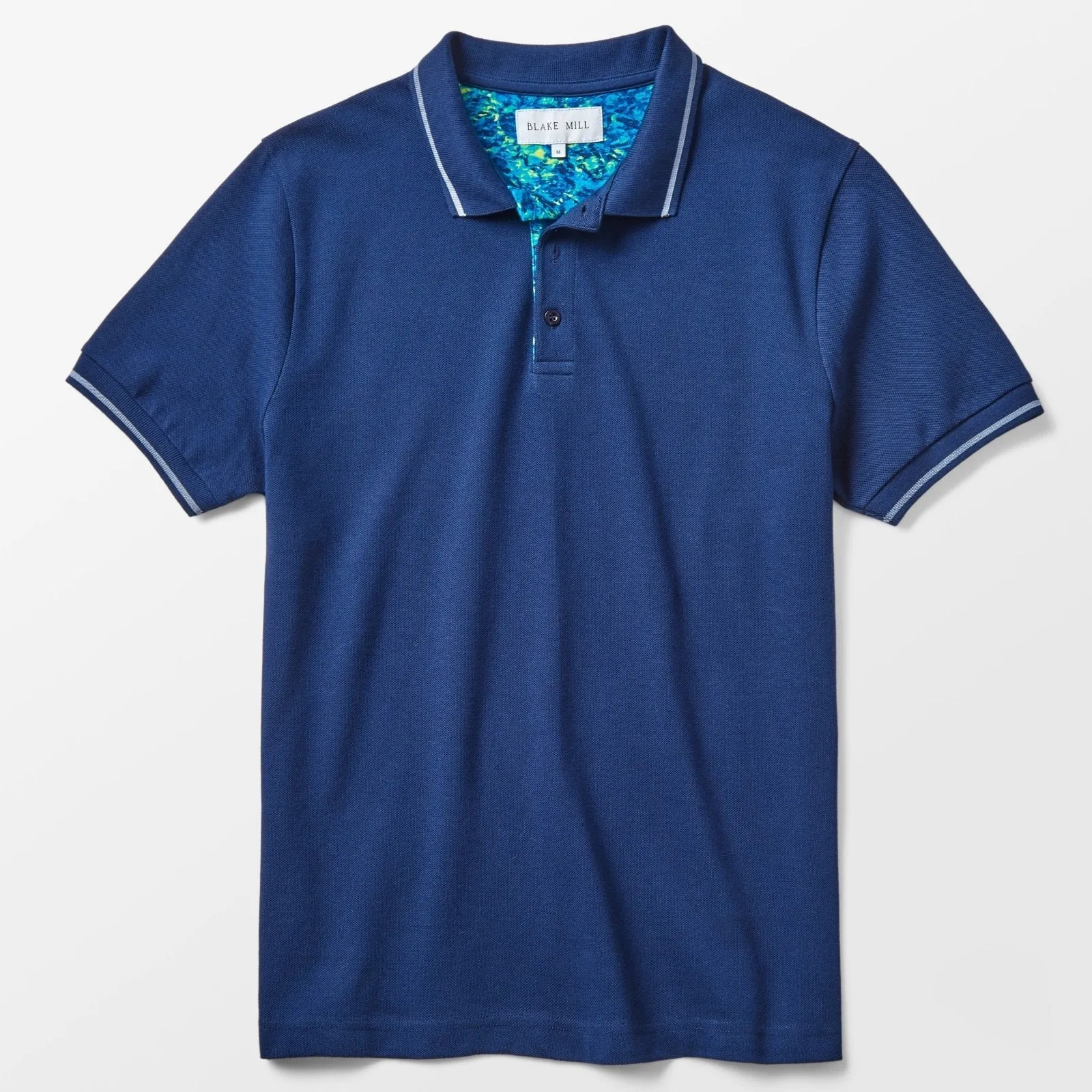 Navy Pique Polo with Ocean Accents