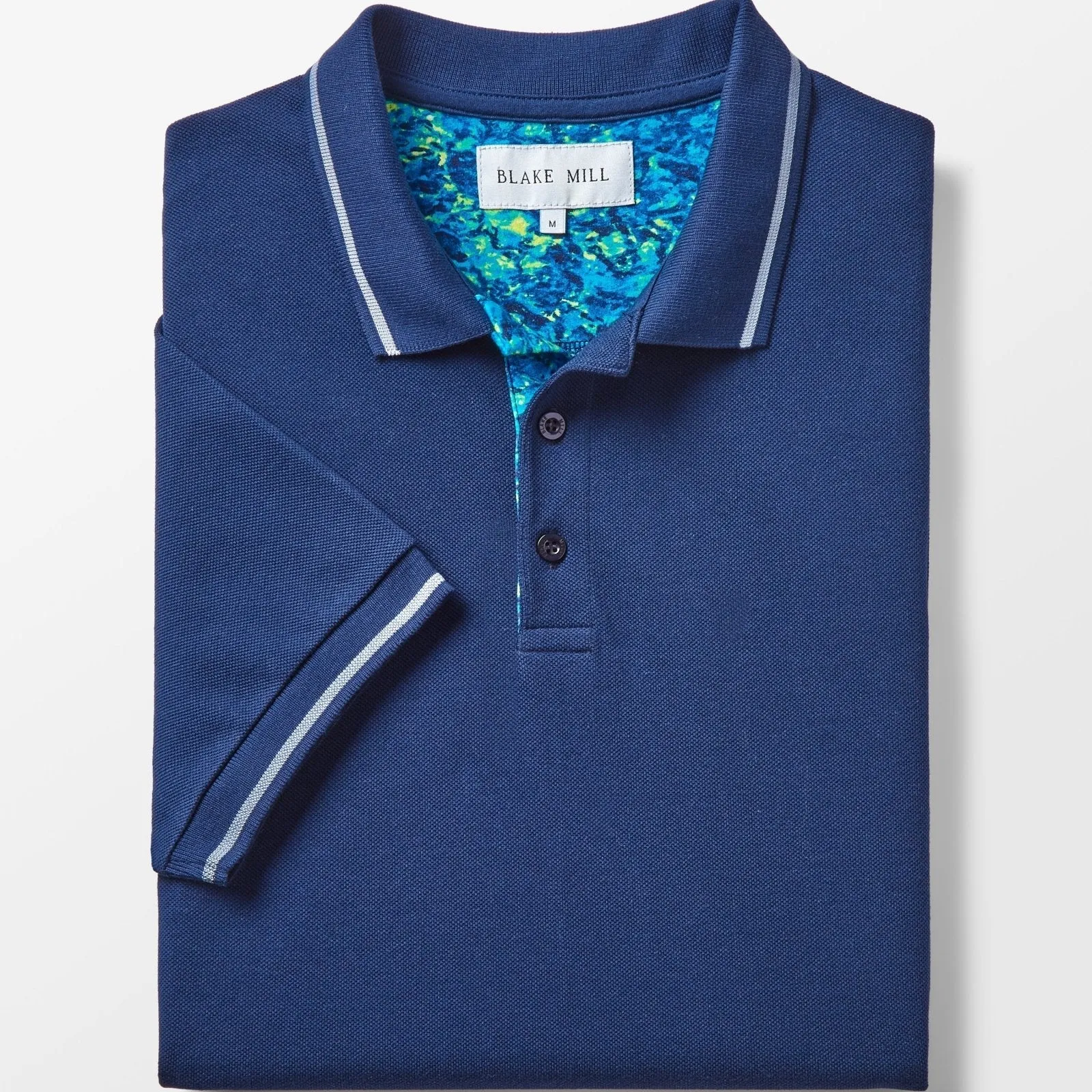 Navy Pique Polo with Ocean Accents
