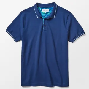 Navy Pique Polo with Ocean Accents