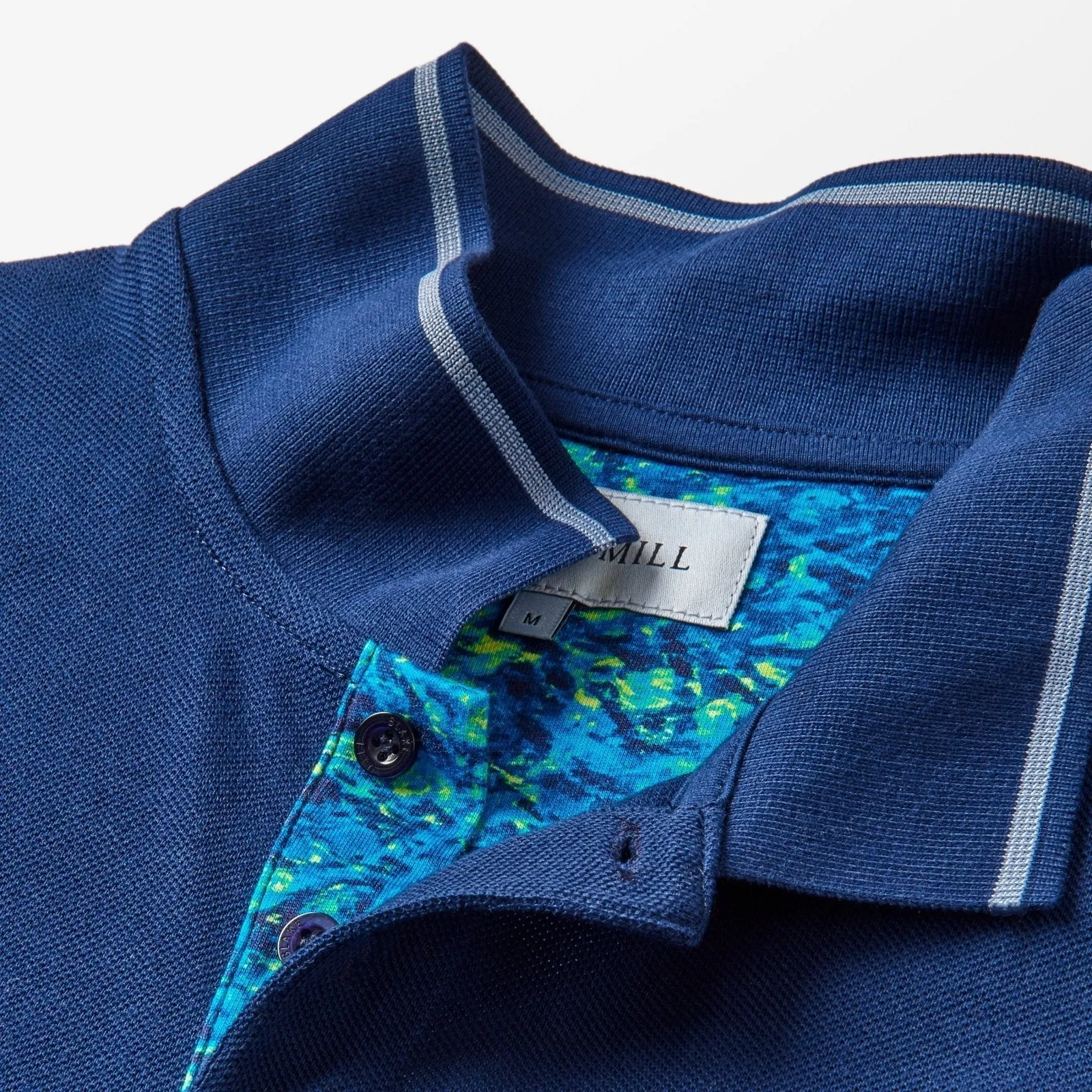 Navy Pique Polo with Ocean Accents
