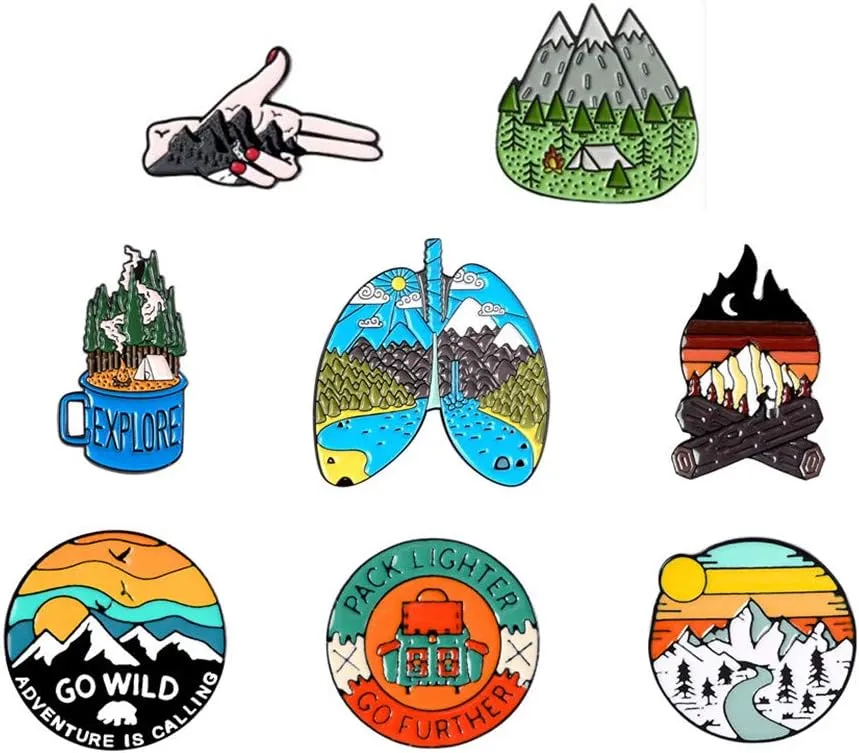 Outdoors Enamel Pins for Backpacks - Enamel Pins Set,Cute Pins for Jackets Enamel Pin Set for Bookbags Lapel Pin