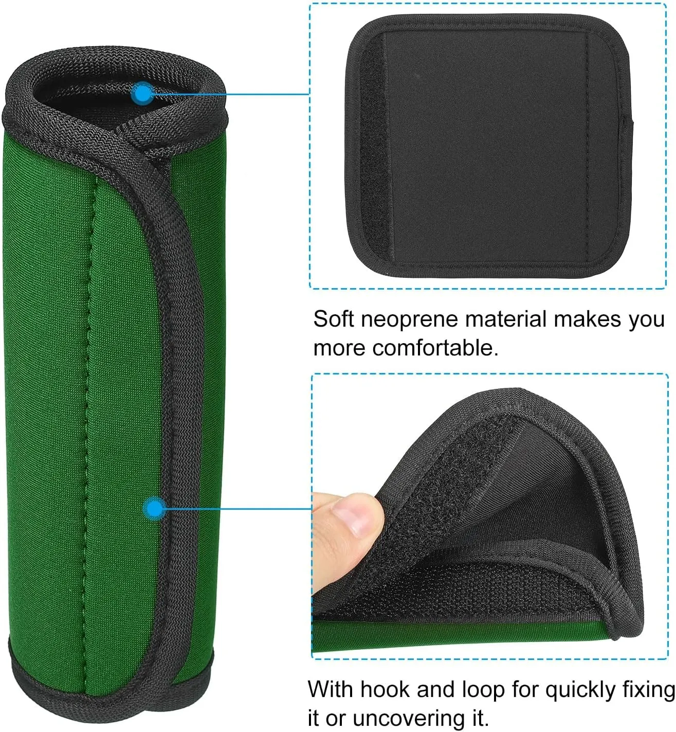 PATIKIL Luggage Handle Wrap, 4 Pack Neoprene Handbag Grip Cover Protector Identifier with Hook and Loop for Suitcase Grocery Shopping Bag, Green
