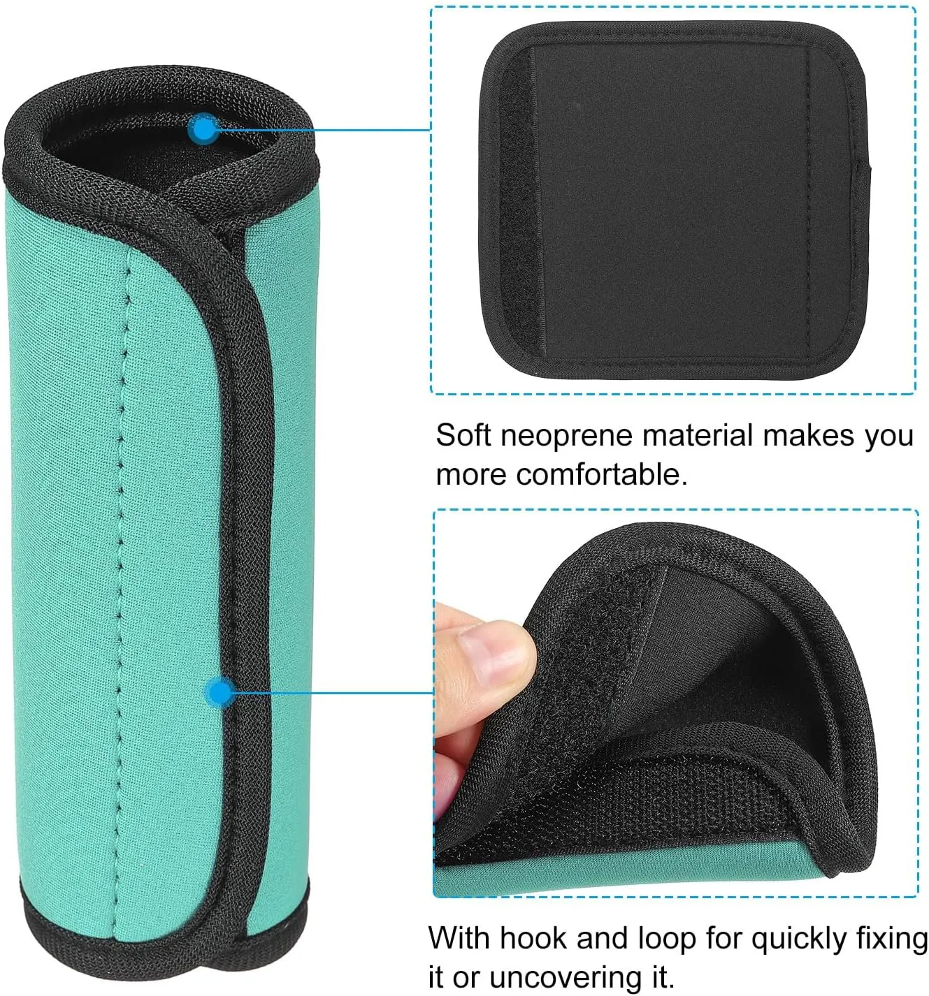 PATIKIL Luggage Handle Wrap, 6 Pack Neoprene Handbag Grip Cover Protector Identifier with Hook and Loop for Suitcase Grocery Shopping Bag, Lake Blue