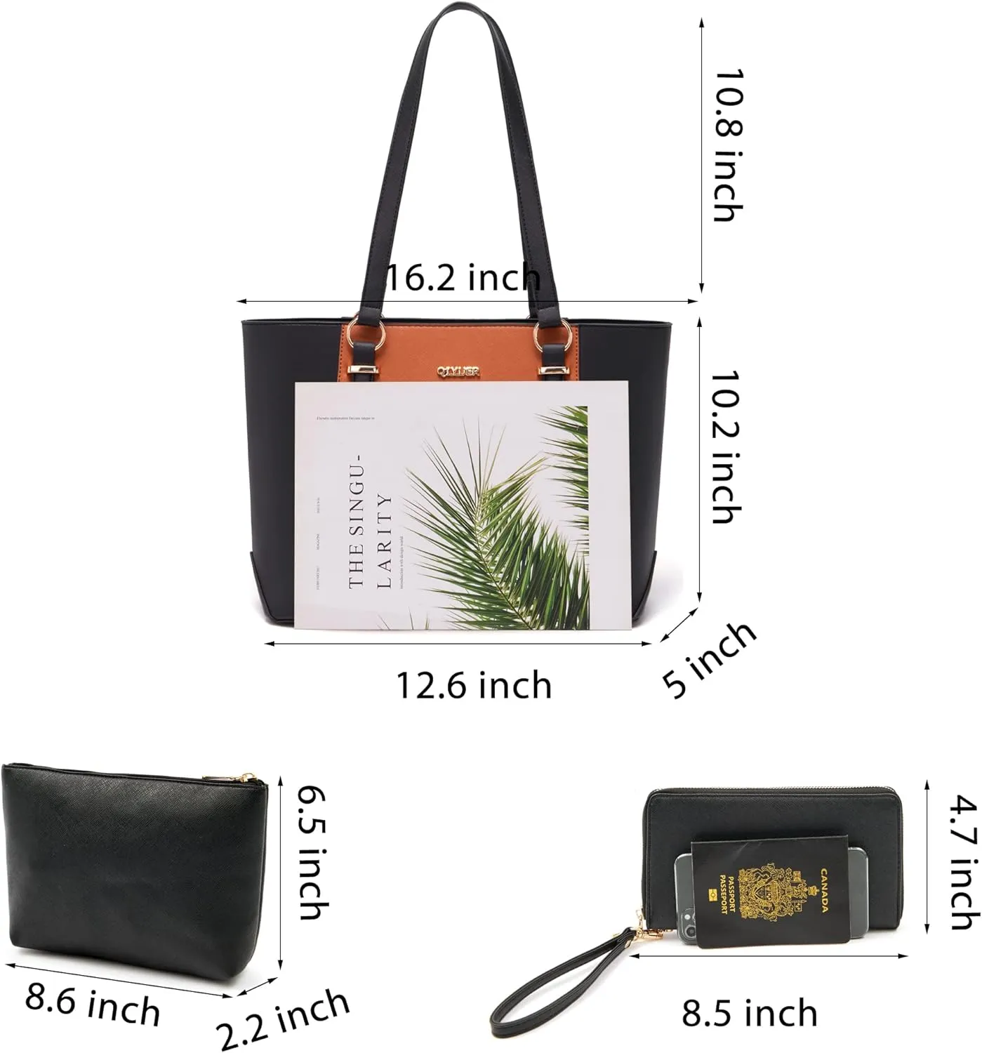Qiyuer Women Purses Handbags Wallet Sets Shoulder Bags Top Handle Satchel Tote Purse Work Bag Set With Matching Wallet 3pcs