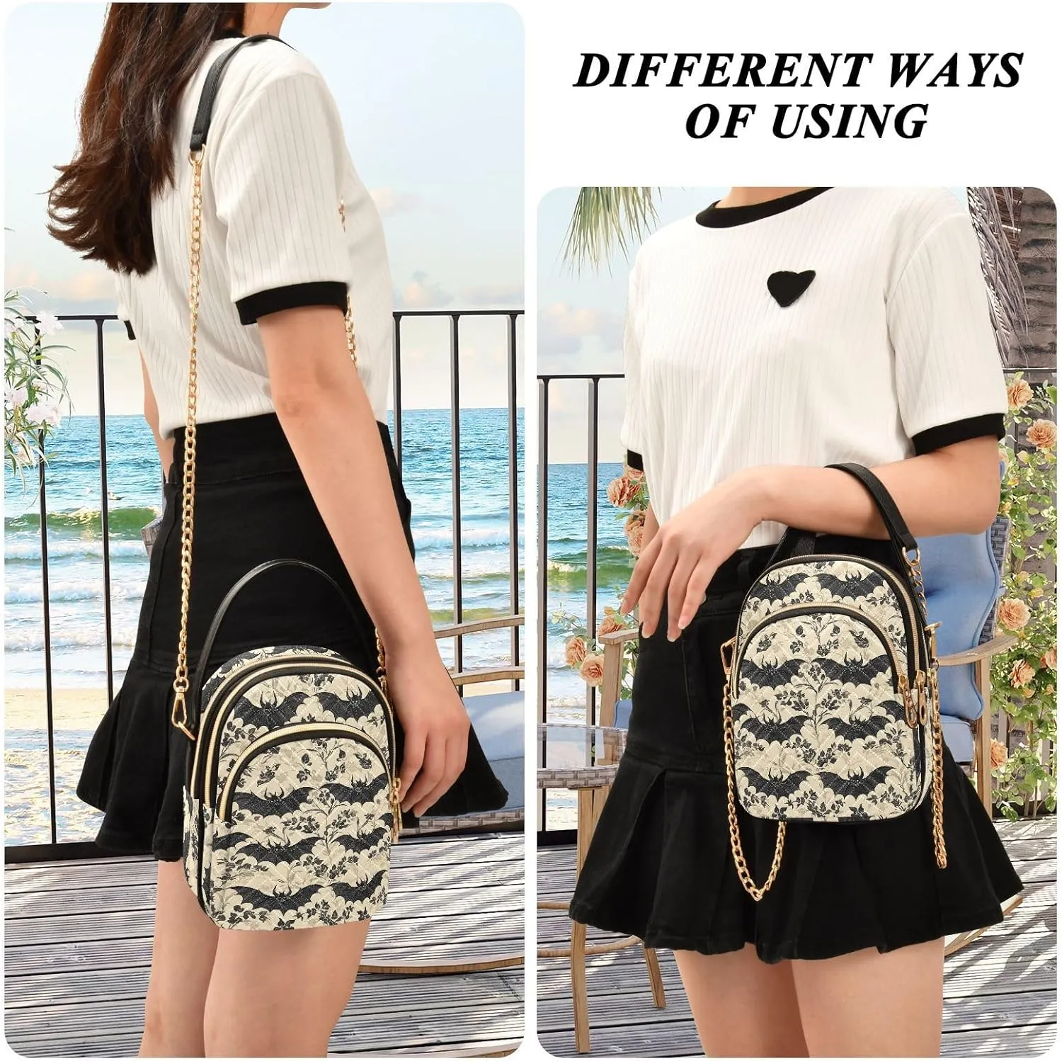 Quilted Crossbody Bags for Women Trendy, Women's Crossbody Handbags Butterfly Travel Cell Phone Purses Bags