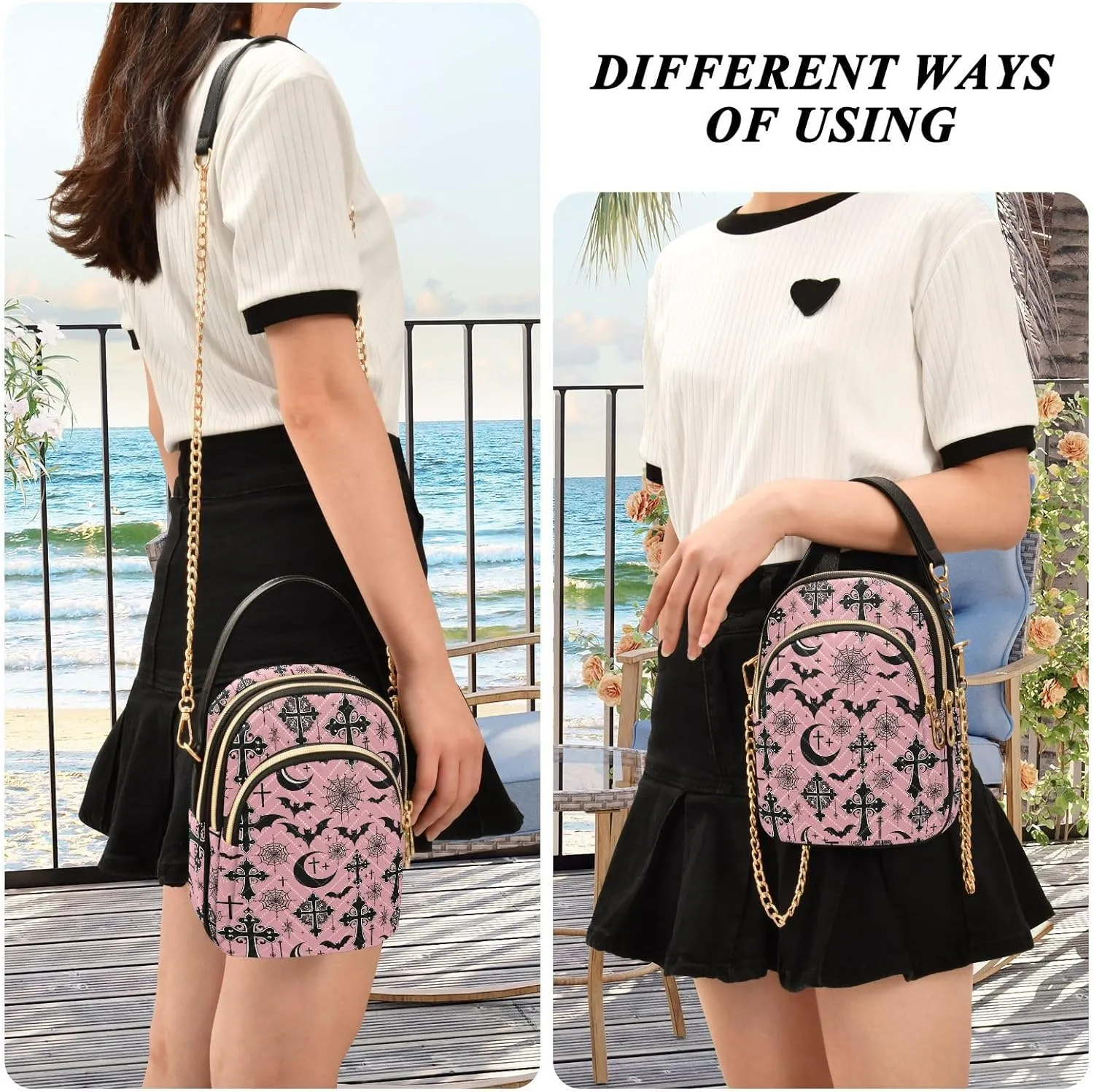 Quilted Crossbody Bags for Women Trendy, Women's Crossbody Handbags Butterfly Travel Cell Phone Purses Bags
