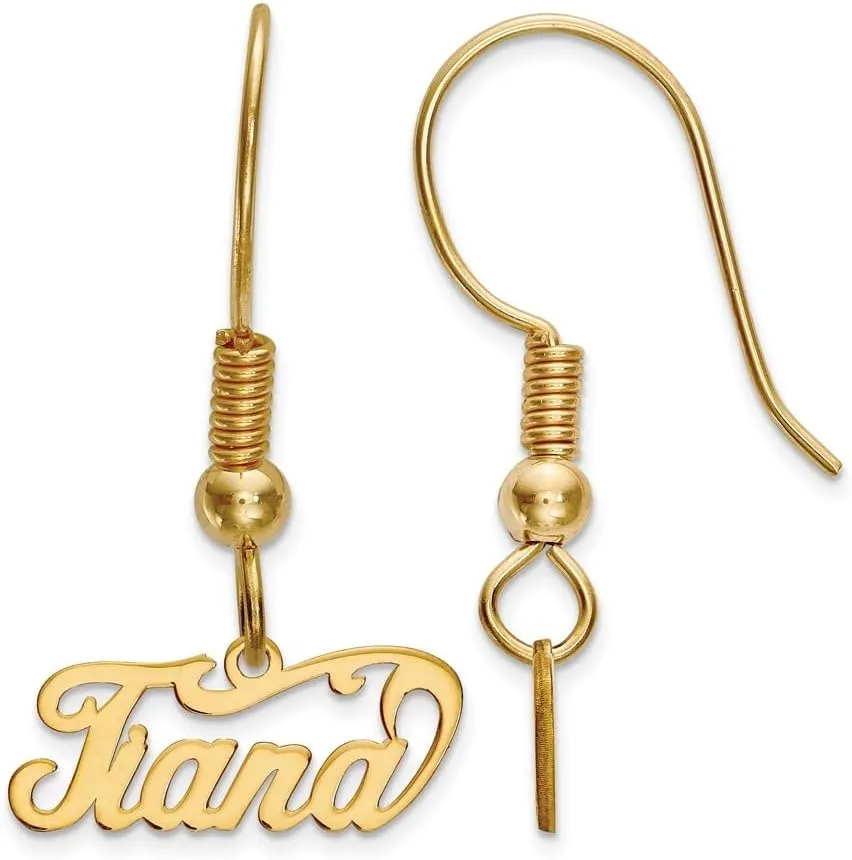 Real 14k Yellow Gold Nameplate Drop Earrings - Flyer Pg. 7-14mm x 18mm
