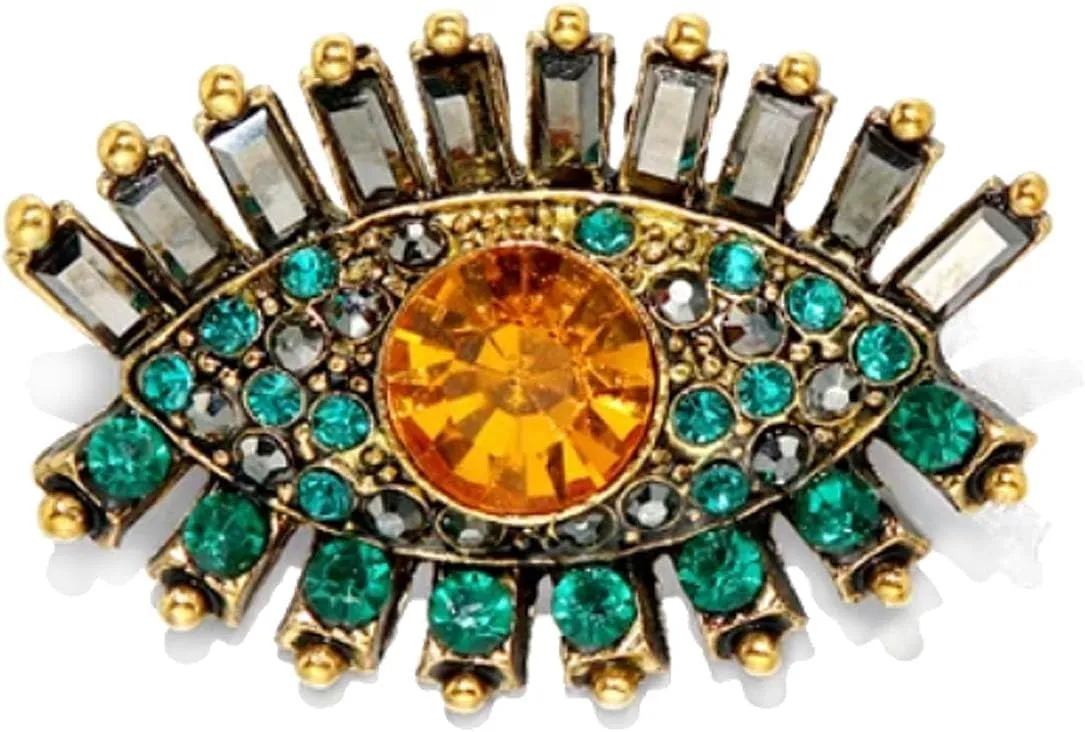 Retro Evil Eyes Crystal Brooches Pins Fashion Beautiful Created Rhinestone Abstract Eyes Brooch Good Idea for Party Dance Wedding Banquet for Elegant Women Girl