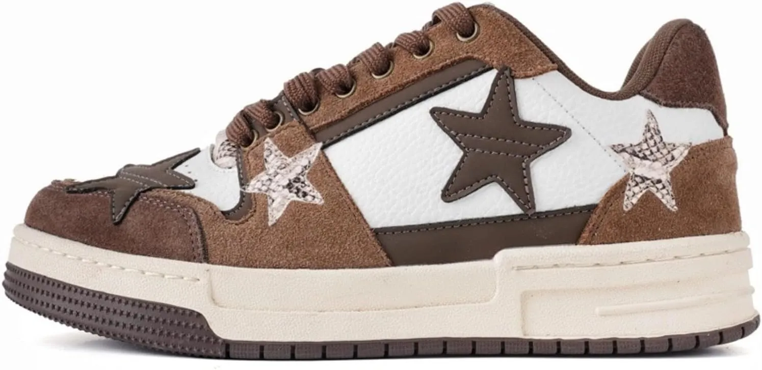 Retro Star Sneakers for Women - Colorblock Casual Skate Shoes