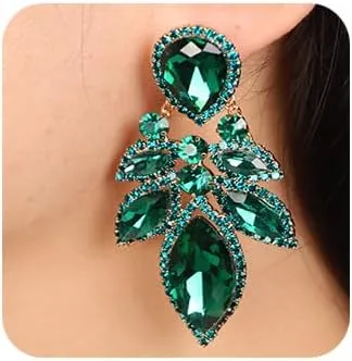 Rhinestone Glass Drill Dangle Tassel Wedding Prom Statement Drop Chandelier Earrings for Women
