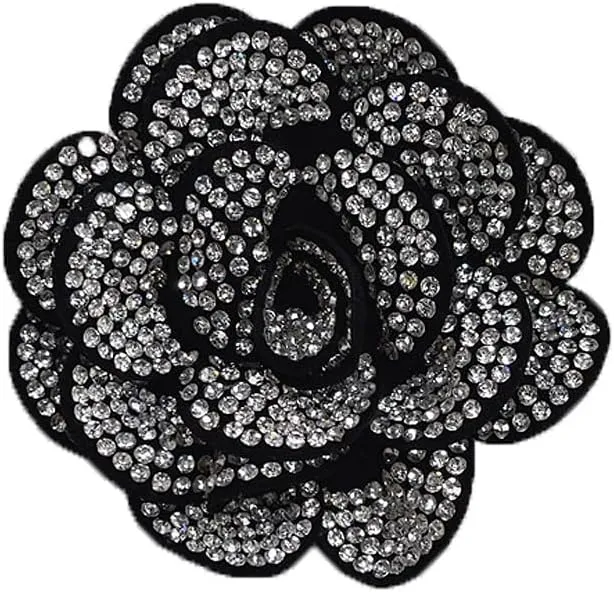 Rhinestone Rose Flower Brooch Lapel Pins for Women Her Fashion Crystal Camellia Flower Brooches Pin for Dress Accessories Jewelry Boutonniere Corsage Wedding Party Birthday Gift 70mm