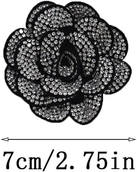 Rhinestone Rose Flower Brooch Lapel Pins for Women Her Fashion Crystal Camellia Flower Brooches Pin for Dress Accessories Jewelry Boutonniere Corsage Wedding Party Birthday Gift 70mm