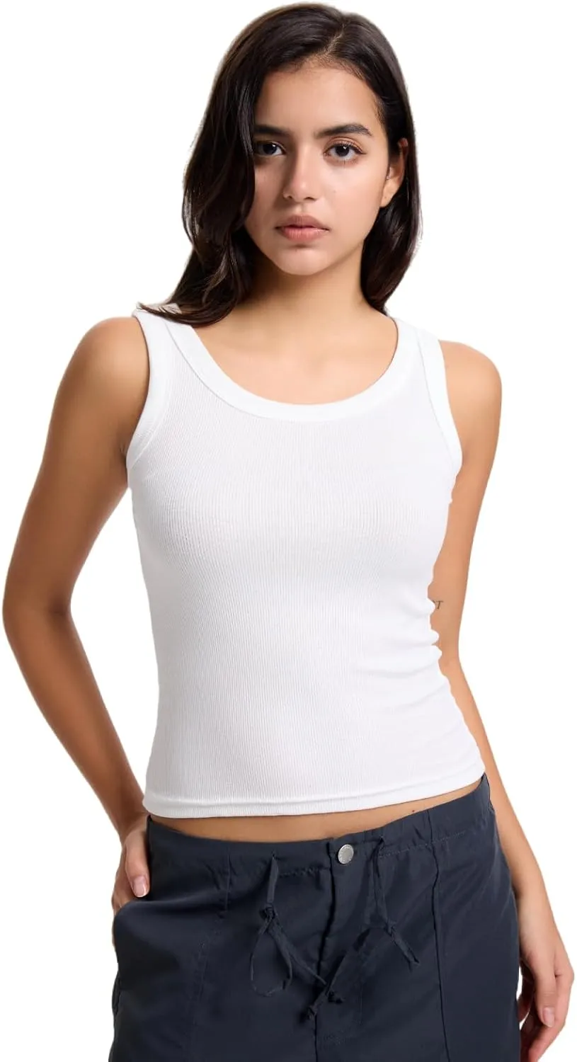 Ribbed Tank Tops for Women Workout Slimming Women's Tees and Tanks Solid Color Sleeveless Womens Basic Tops