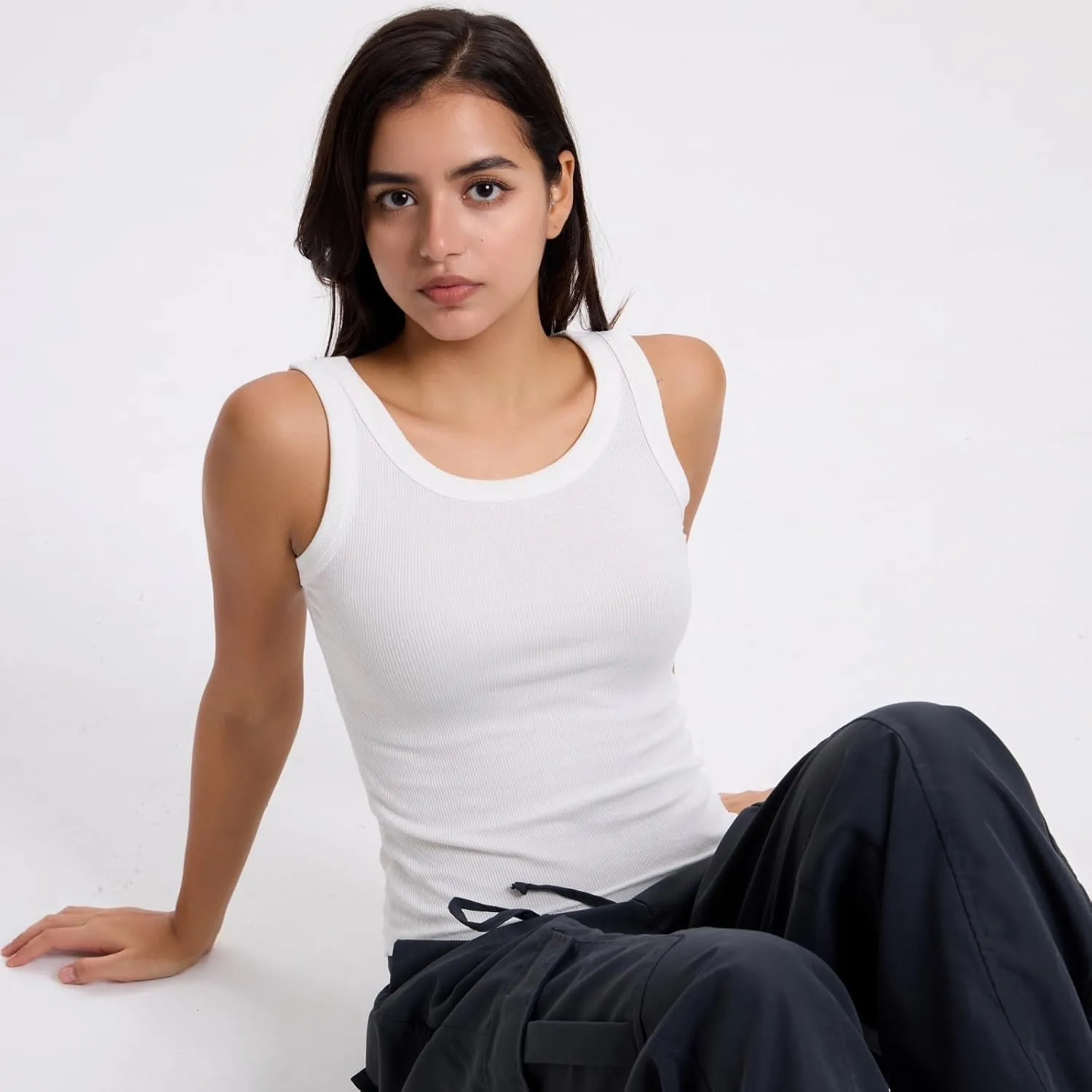 Ribbed Tank Tops for Women Workout Slimming Women's Tees and Tanks Solid Color Sleeveless Womens Basic Tops