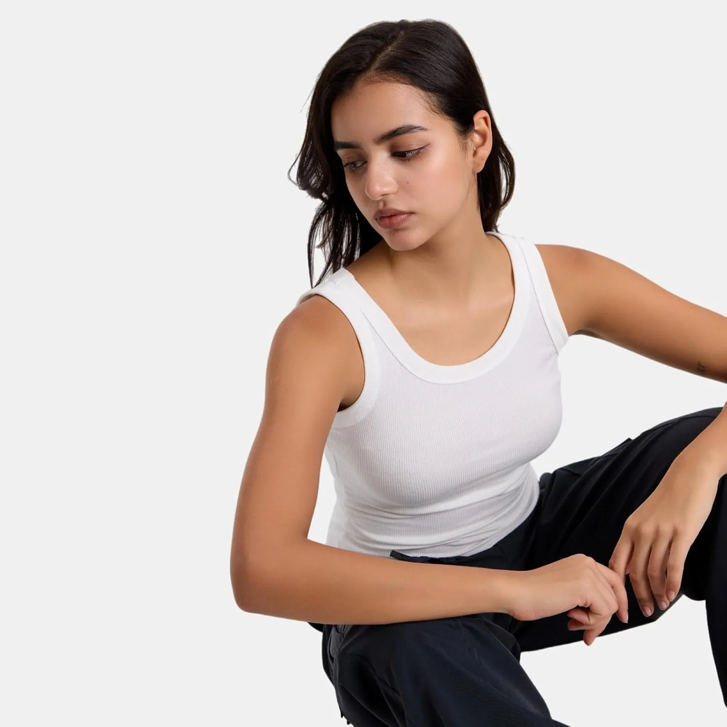 Ribbed Tank Tops for Women Workout Slimming Women's Tees and Tanks Solid Color Sleeveless Womens Basic Tops