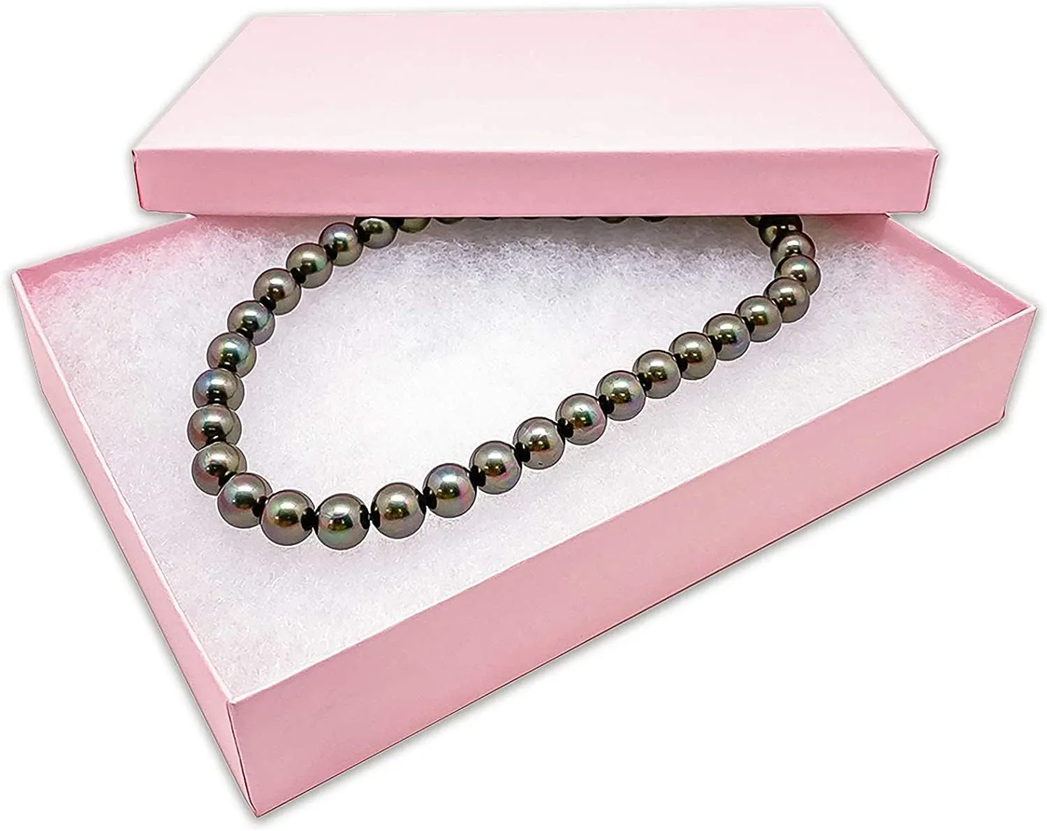 RJ Displays 6 Pack Matte Pink Paper Cardboard Paper Cotton Filled Lidded Jewelry Gift Box Necklace, Belt Buckle, Pendant, Brooch, Bracelet, Bangle, anklet Size- 7" x 5" x1.25"