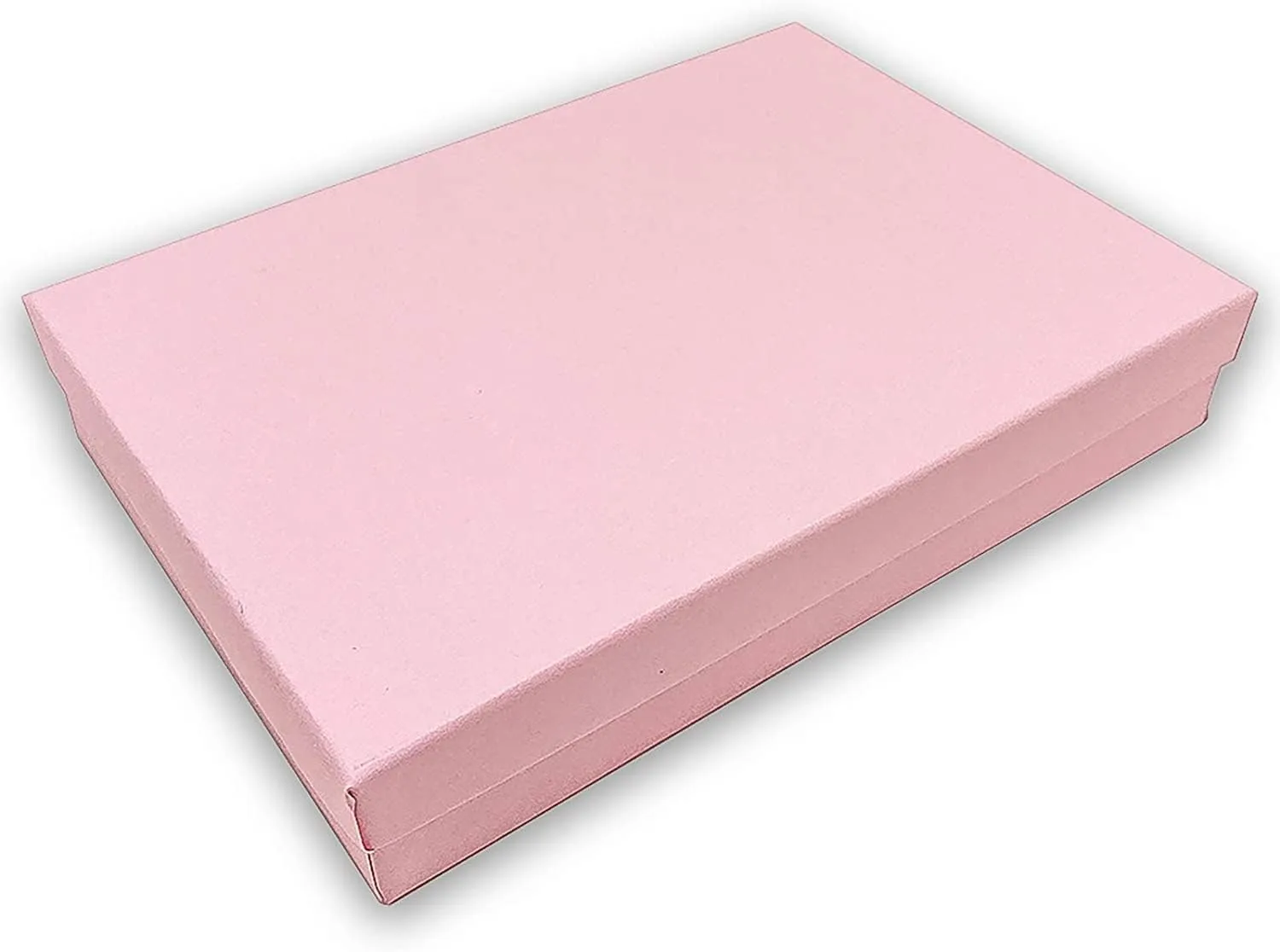 RJ Displays 6 Pack Matte Pink Paper Cardboard Paper Cotton Filled Lidded Jewelry Gift Box Necklace, Belt Buckle, Pendant, Brooch, Bracelet, Bangle, anklet Size- 7" x 5" x1.25"
