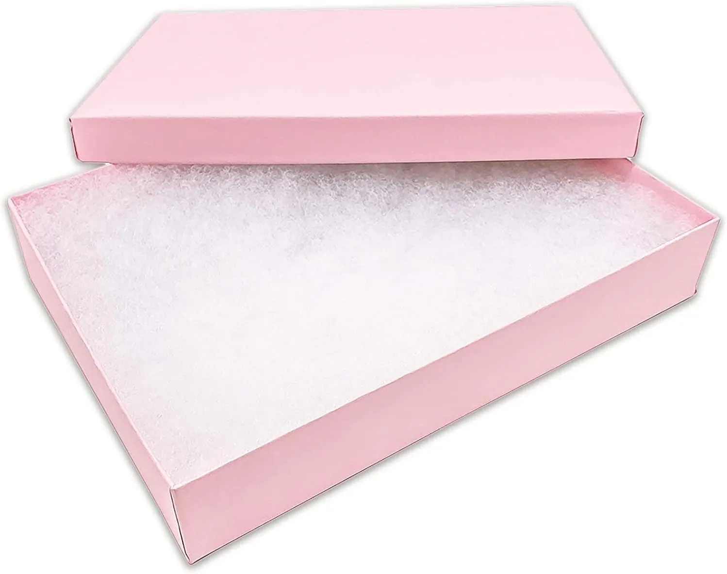 RJ Displays 6 Pack Matte Pink Paper Cardboard Paper Cotton Filled Lidded Jewelry Gift Box Necklace, Belt Buckle, Pendant, Brooch, Bracelet, Bangle, anklet Size- 7" x 5" x1.25"