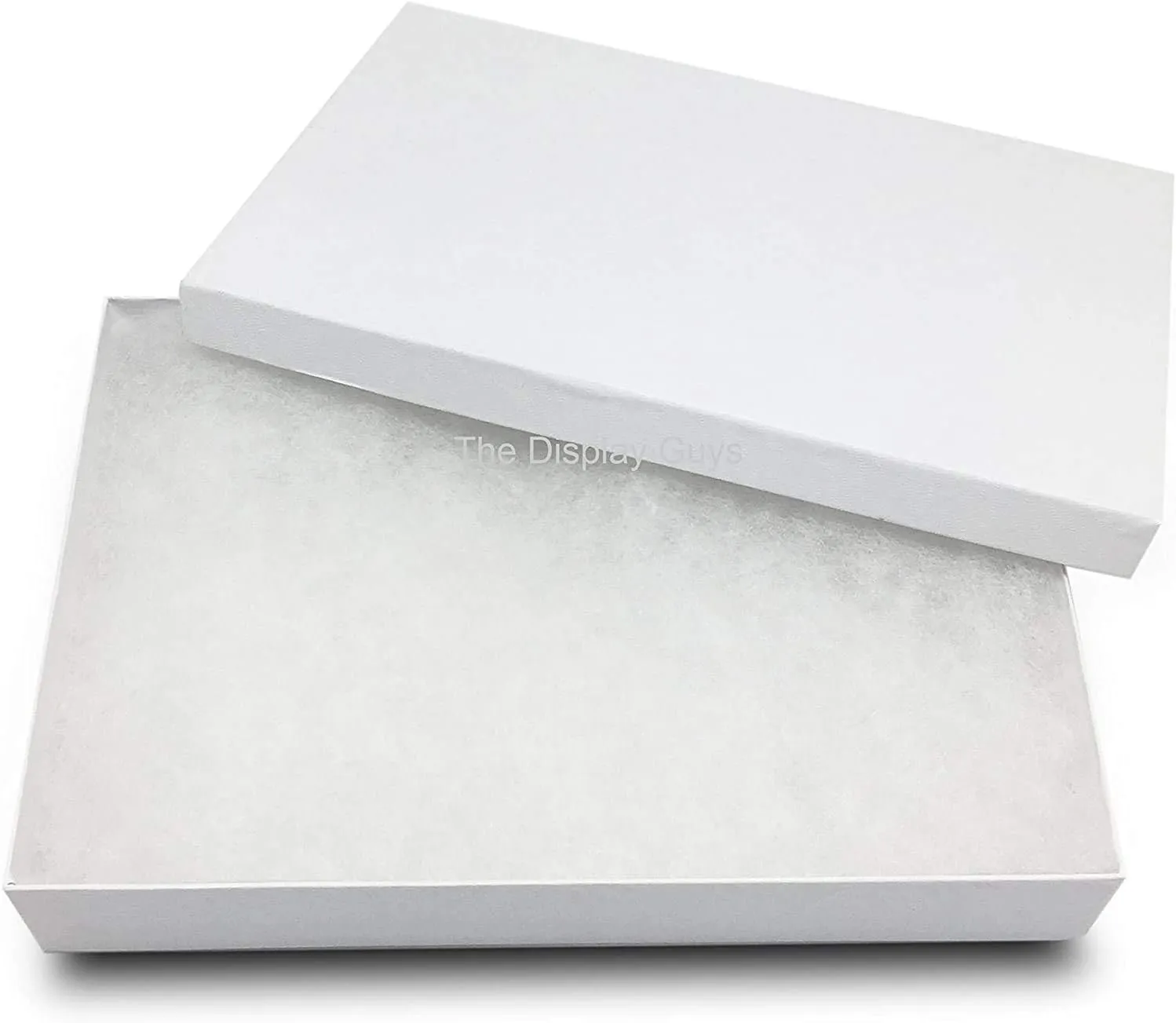 RJ Displays 6 Pack Swirl White Paper Cotton Filled Lidded Jewelry Gift Box Necklace, Belt Buckle, Pendant, Brooch, Bracelet, Bangle, anklet Size- 7" x 5" x1.25"