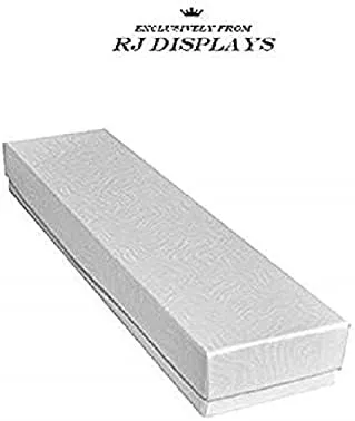 RJ Displays - 6 Pack White Color Paper Cardboard Color Cotton Boxes Jewelry Bracelet, Watches, Necklace and Anklet Gift Displays 8" x 2" By RJ Displays (White)
