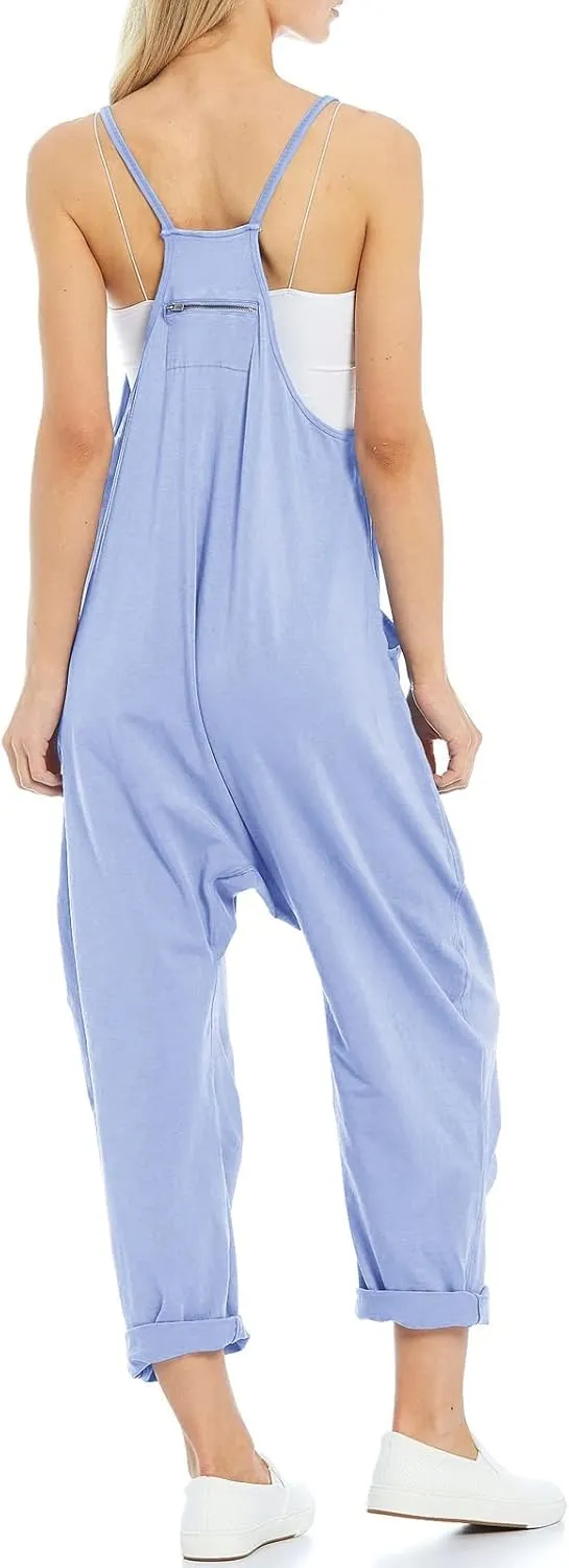 Ru Sweet Women's Casual Loose Sleeveless Jumpsuits Spaghetti Strap V Neck Harem Long Pants Overalls with Pockets